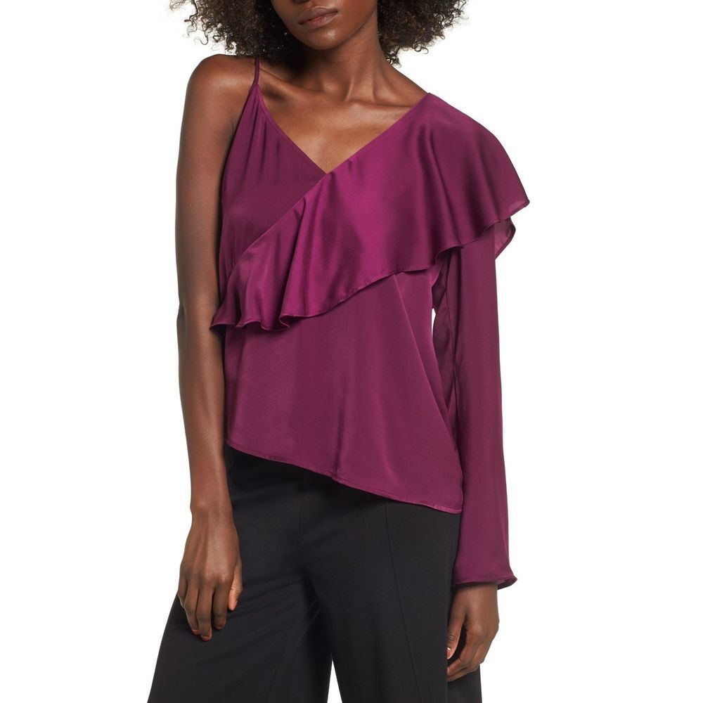 Leith Asymmetrical Ruffle Top